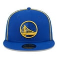 thumbnail image 2 of Men's New Era Royal Golden State Warriors Piped & Flocked 59Fifty Fitted Hat, 2 of 6