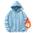 thumbnail image 2 of Hoodies for Men Pullover,Men Solid Color Hooded Pullover Long Sleeve Sweatshirt Casual Comfort for Daily Wear,Pullover,02 Sky Blue,3XL, 2 of 7