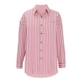 thumbnail image 4 of MeetoTime Women's Striped Button Down Shirts Casual Long Sleeve Collared Office Work Blouses Tops, 4 of 5