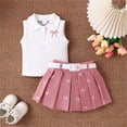 thumbnail image 3 of Hiijoy Infant Girls Outfits Sleeveless Polo Tank Top Pleated Skirt with Belt, Sizes 12M-5T, 3 of 8