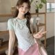 thumbnail image 4 of Camisetas de mujer con estampado floral de verano, combinables, tiernas, irregulares, estilo coreano, para vacaciones, Mori Girls, diseño de dos piezas, estilo relajado., 4 of 6