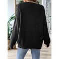 thumbnail image 2 of Womens Sweaters Long Sleeve - Knit Pullover Tops Contrast Color Stitching V-Neck Pullover Sweater Black L, 2 of 7