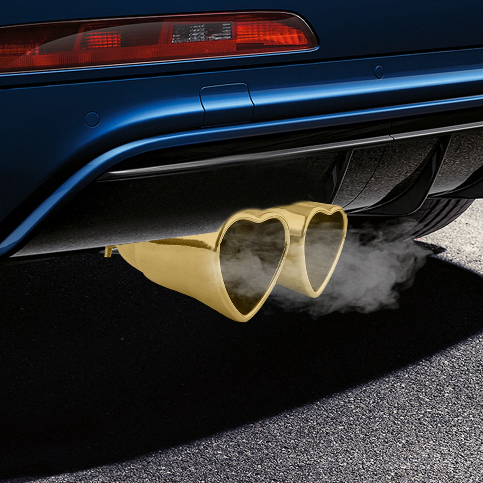 Heart Dual Exhaust Tip 2.5" Inlet, Adjustable Stainless Steel Y Shaped Exhaust Pipe, Modified Exhaust Tail Pipe Universal for Most Car