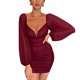thumbnail image 1 of Txlixc Vestido de manga larga femenino, costura de malla, mallas de color sólido Txlixc moda, 1 of 8