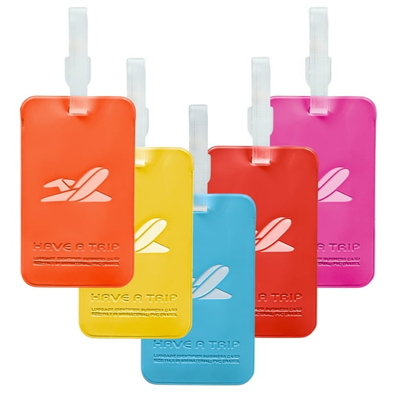 DAYUP 5 Pack Luggage Tags for Suitcases, Flexible Silicone Travel ID Identification Labels Set for Bags & Baggage (mixed color)