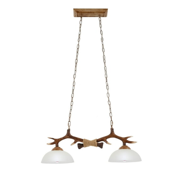 Wildnix 2-Light Antler Pendant Light, Resin Modern Chandelier with Adjustable Hanging Chain, E26 Bulb Holder for  Ceiling Lighting