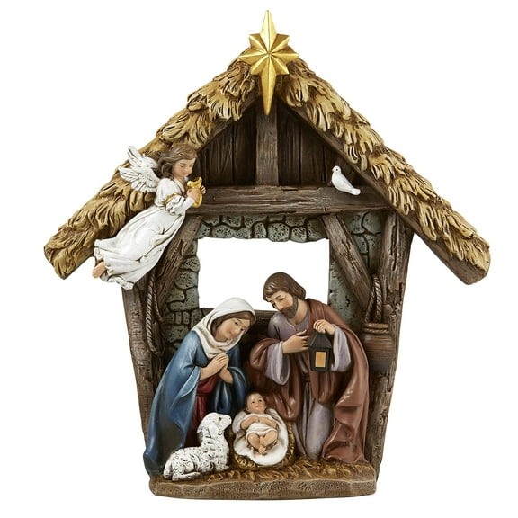 Avalon Gallery Christian Brands Catholic Group Advent and Christmas Nativity Figurine, 9.25-Inch, in The Stable