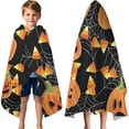 thumbnail image 3 of Pumpkin Candy Halloween Pattern Hooded Bath Towel，60"x35" for Ages 3 To 12 Kids, Quick Dry Lightweight Soft Microfiber Hood Beach Towel Cover Up for Kids, 3 of 7