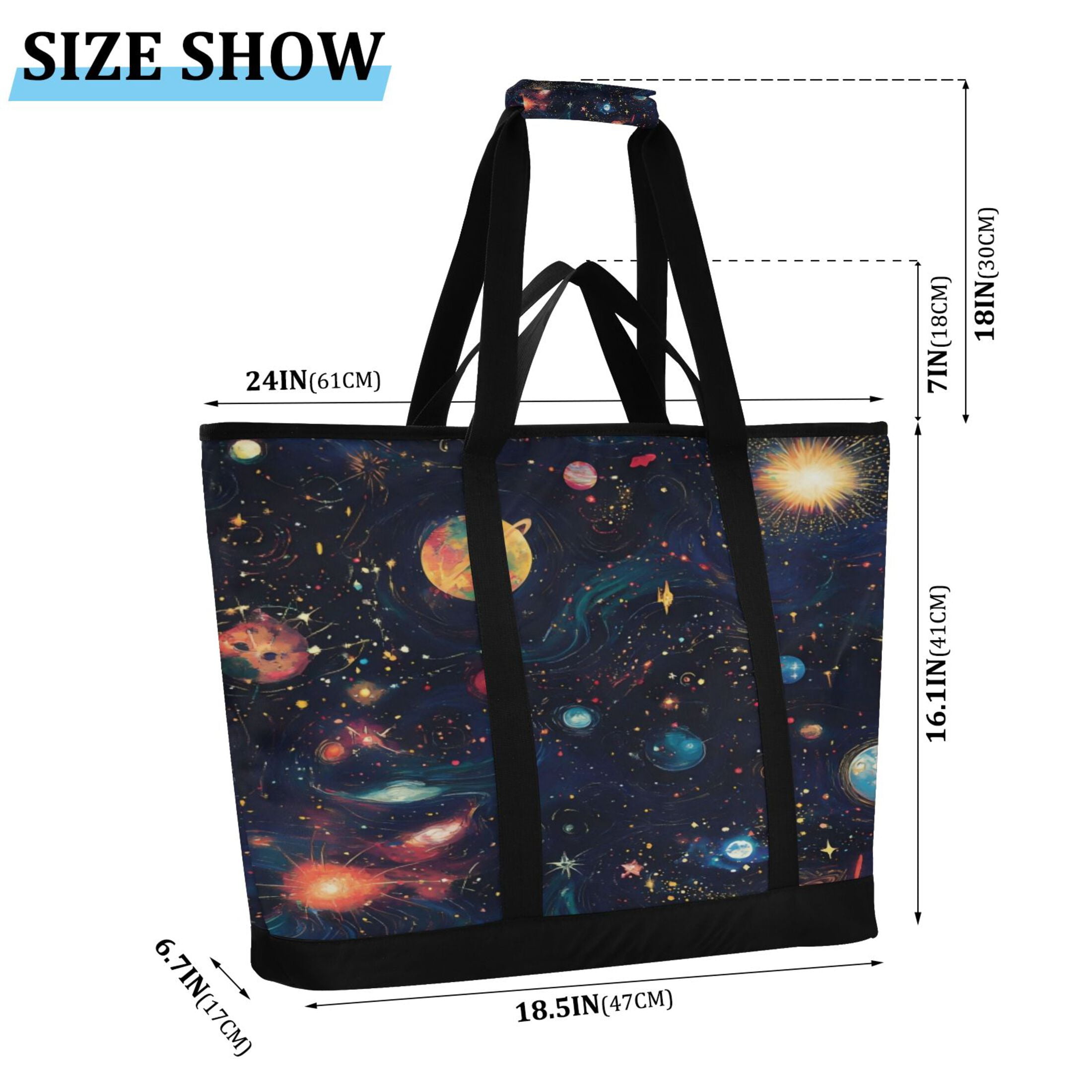 Large Hand-held Ice Pack Picnic Bag Insulation and Refrigeration Suitable for Shopping Picnics and Camping Planet Cartoon