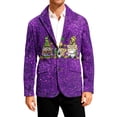 thumbnail image 2 of 2026 Domzest Mardi Gras Mens Blazer Carnival Print Button Suit Jacket Relaxed Fit Festive Party Corduroy Blazer Autumn Trendy Warm Jackets Purple 3XL, 2 of 6