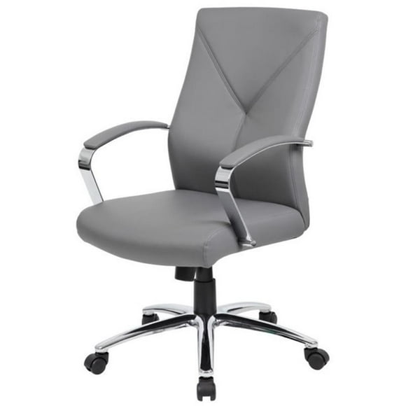 Pemberly Row Fauteuil de Direction Pivotant Moderne Rembourré en Similicuir Gris