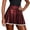 Wine, variant on Faux Leather Pleated Mini Skirt for Women High Waisted Lace Hem A Line Mini Skirt