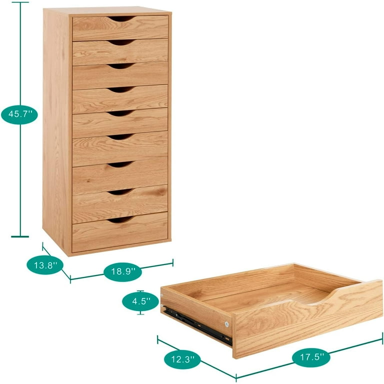 Naomi Home Adult 9-Drawer Wooden Dresser Chest for Bedroom or
