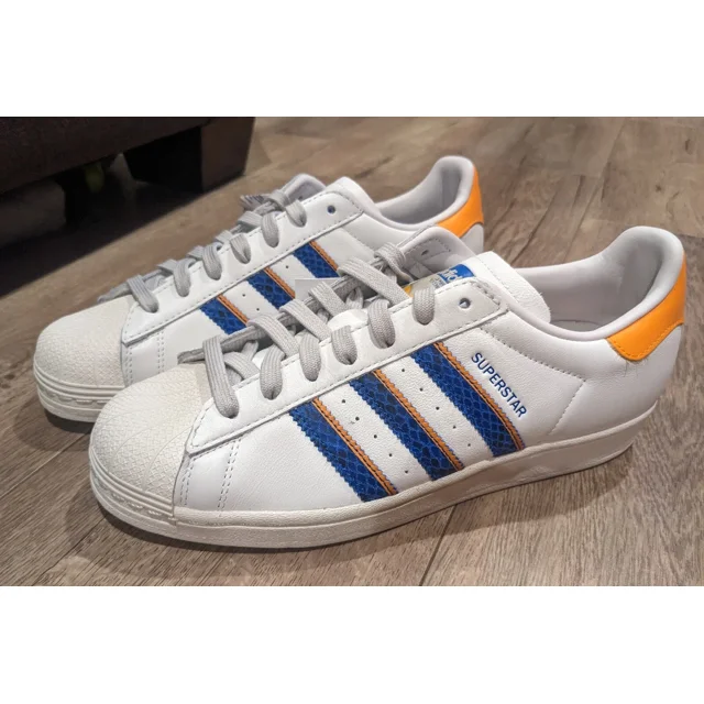 Adi - das Originals Superstar Athletic Shoes Mens Size 8.5 White Blue Orange FZ6476
