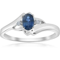 Pompeii 1/2ct Oval Blue Sapphire Diamond Ring 14K White Gold (G/H,I2-I3)