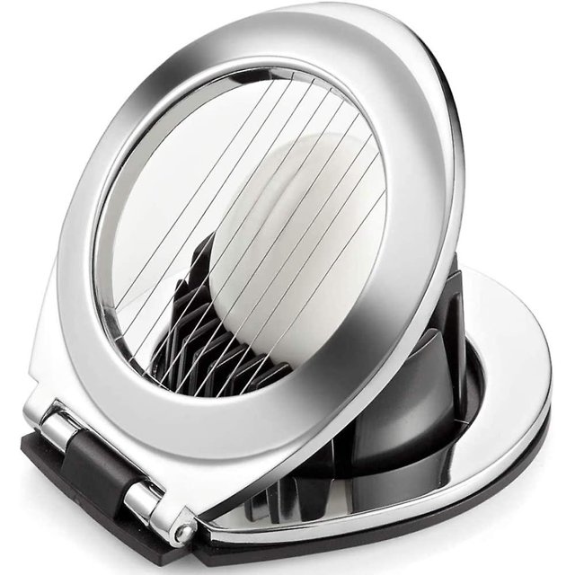 Cortador de huevos y huevos de acero inoxidable 304 con rebanadas de metal duradero 2 en 1,11 Feliz Sencillez