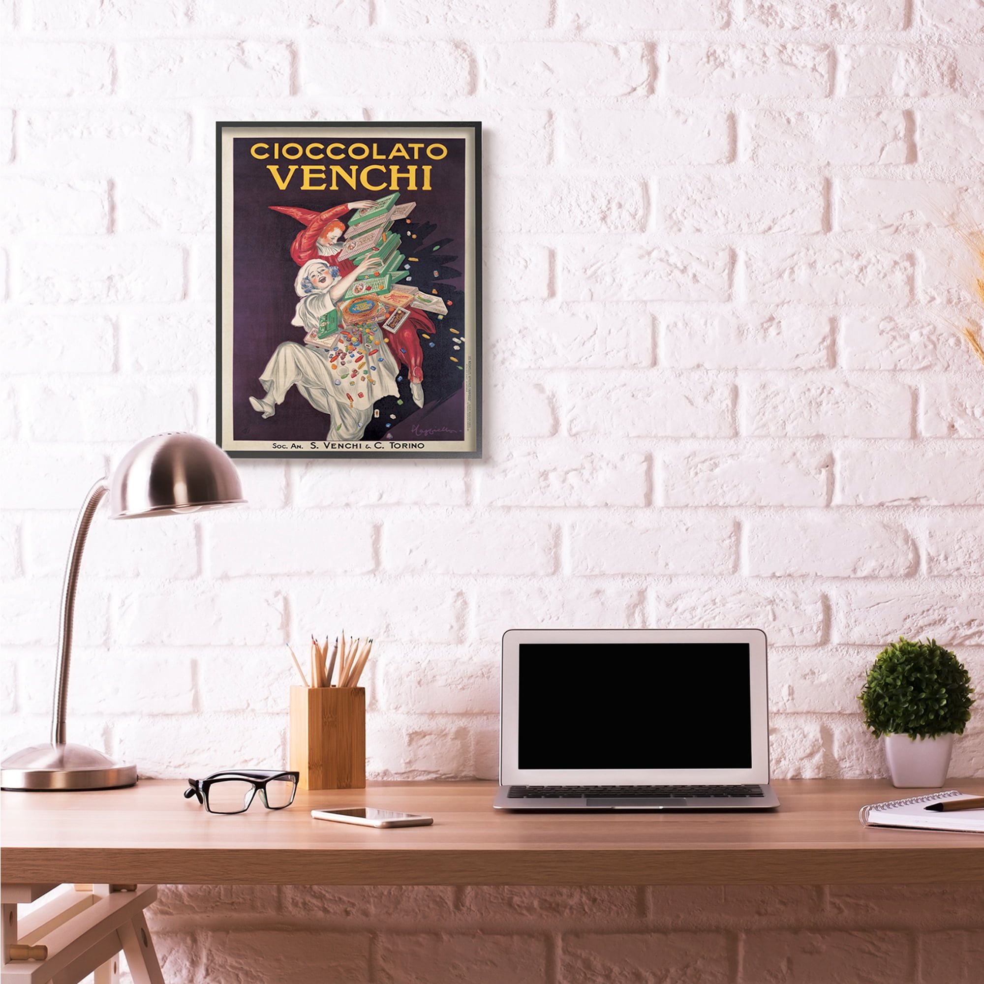 Stupell Industries Cioccolato Venchi Vintage Poster Candy Design Framed Wall Art by Marcello Dudovich, 24" x 30", Black Framed