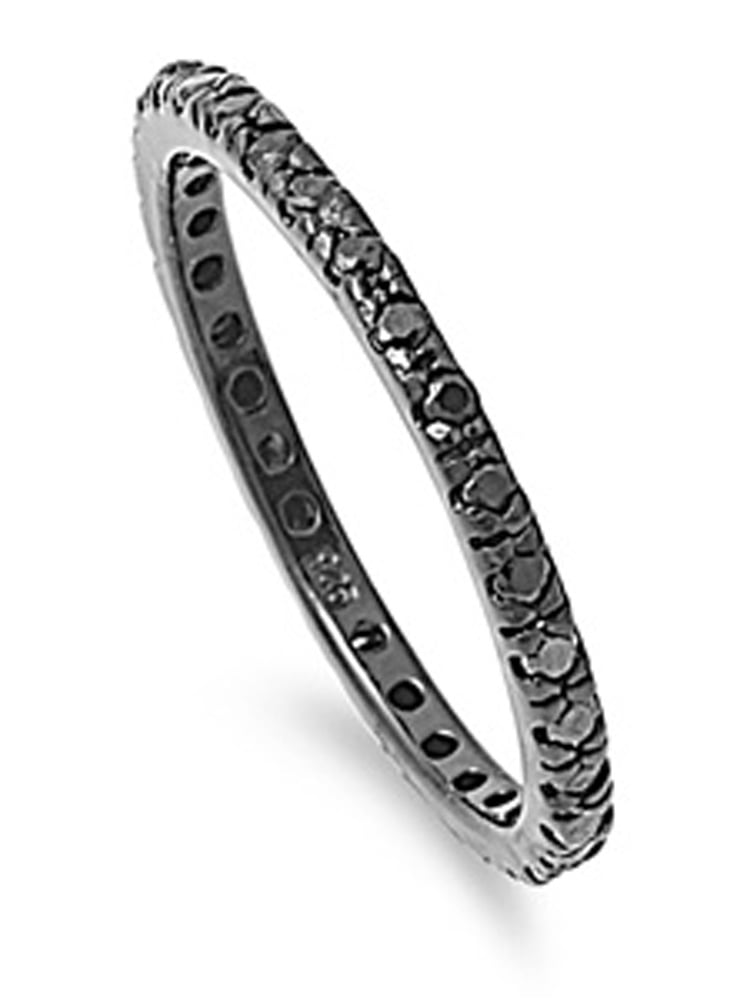 Cubic Zirconia Eternity Anniversary Band .925 Sterling Silver Ring Sizes 4-12 