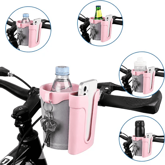 Bike Drink Holder, 3‑in‑1 Water Bottle Holder for Bike with Phone Mount, Universal Bicycle Cup Holder, Motorcycle Drink Holder for Bikes, Scooters and Electric Bikes