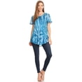 thumbnail image 5 of Sakkas Marzia Women's Loose Fit Short Sleeve Casual Tie Dye Batik Blouse Top Tunic - 19211-Teal - One Size, 5 of 5