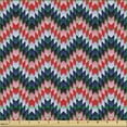 thumbnail image 2 of Tribal Fabric by the Yard, Cultural Chevron Aztec Pattern with Waving Geometric Zigzags Folk Design, Upholstery Fabric for Dining Chairs Home Decor Accents, Red Coral Dark Blue by Ambesonne, 2 of 5