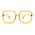 thumbnail image 1 of Womens 90s Oversize Rectangular Butterfly Clear Lens Eyeglasses Yellow Gold, 1 of 4