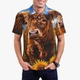 thumbnail image 2 of Salouo Cloud Sky Sunflower Cow for Men's Short Sleeve Polo Shirts,Polo Shirts for Men Performance Short Sleeve Golf Shirt Athletic Casual Collared T-Shirt-Large, 2 of 8