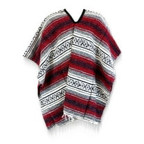 Mexican Poncho San Carlos – Red Stripes – Unisex Adult & Teen Costume – 42"x72" – Made in Mexico