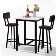 thumbnail image 3 of Stmoze Marble Pub Table Set for 2, Faux Marble Bar Table Set with 2 Leather Bar Stools, Pub Style Counter Height Square Dining Table Set for 2, 3 Pieces High Kitchen Table Set for Small Space, White, 3 of 7