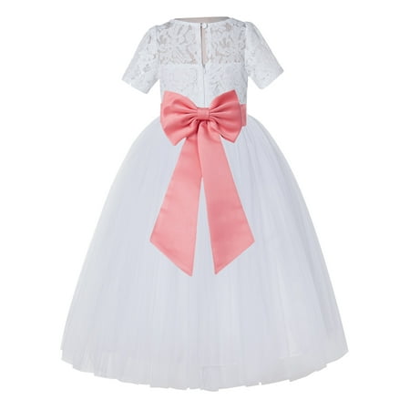 

White Floral Lace Vintage Flower Girl Dresses Special Occasions LG2T