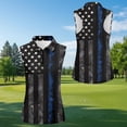 thumbnail image 5 of Jeiento Matching Golf Shirts for Couples Men's Short Sleeve Shirt Women's Sleeveless Tank Top Quick Dry Moisture Wicking Athletic Couple Sportswear, Thin Blue Line American Flag Print, 5 of 7
