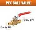 thumbnail image 2 of Válvula de bola PEX SUNGATOR de 3/4 pulgadas de latón con puerto completo, paquete de 6, 2 of 6