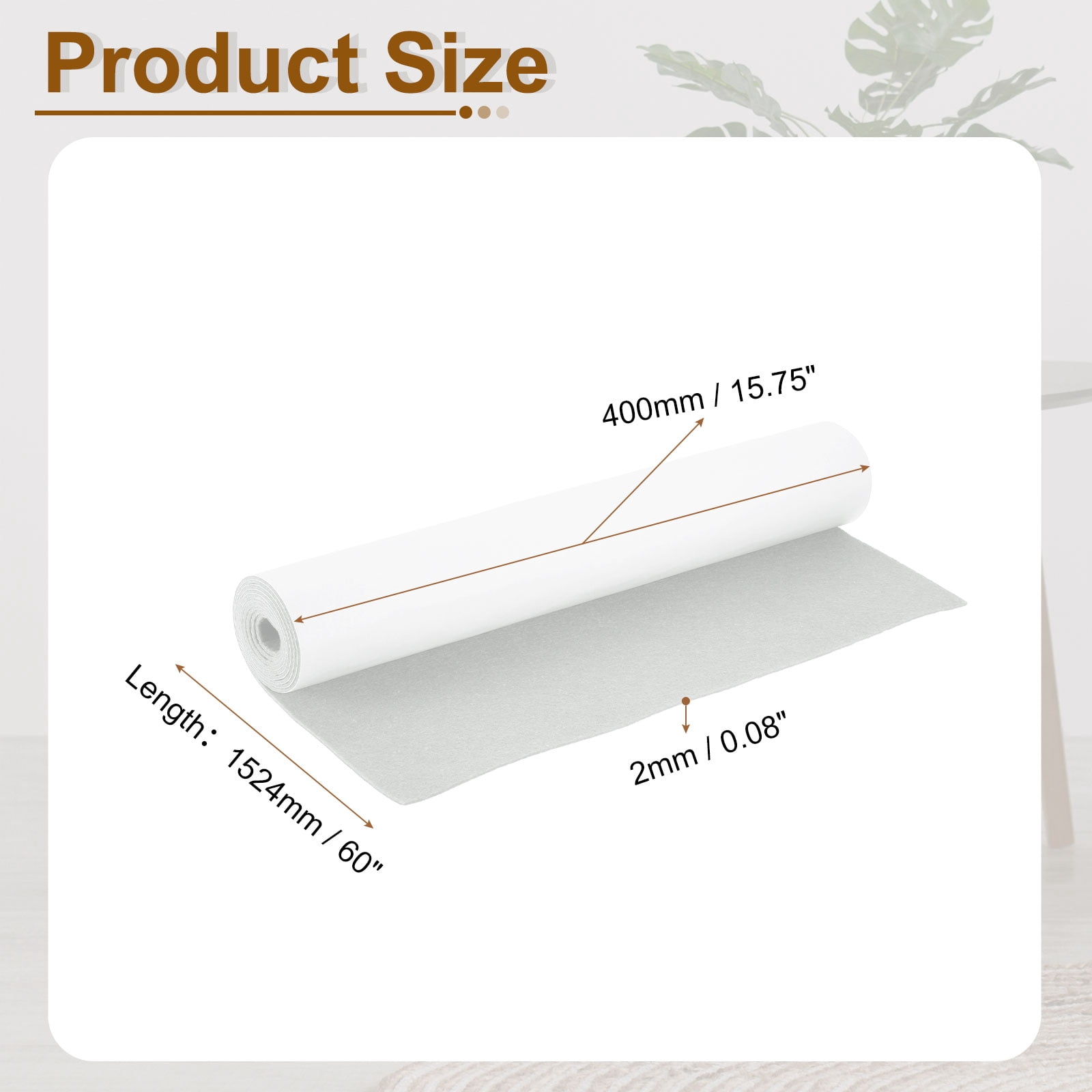 Felt Strips with Adhesive Backing,  15-3/4" x 60" x 0.08" Adhesive Felt Strips Anti Scratch Furniture Felt Tapes Self-Stick Felt Pads for Protecting Hardwood Floor, White