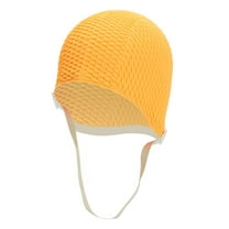 Sporti Heavy-Duty Textured Rubber Swim Cap with Adjustable Chin Strap