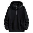 thumbnail image 2 of Donemore Men's Fashion Solid Color Half-Zip Hooded Raglan Pocket Sweatshirt Jacket Long Sleeve Casual Versatile Trendy Men's Clothing, 2 of 8