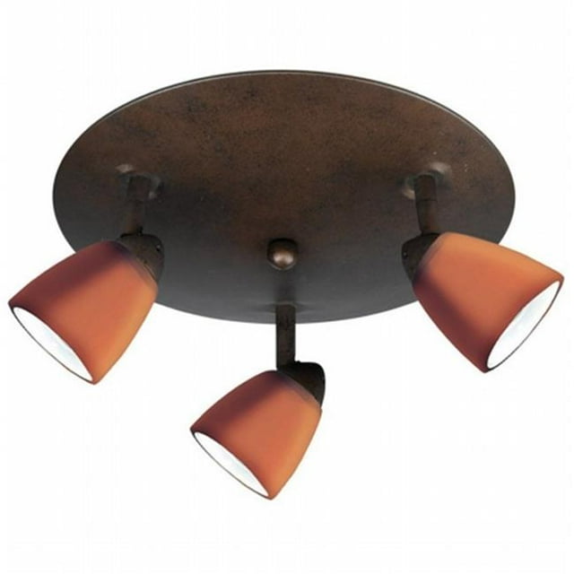 Cal Lighting SL-954-3R-RU-AM Track Lighting, Amber Glass & Rust
