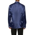 thumbnail image 3 of Lars Amadeus Men's Satin Band Collar Long Sleeve Slim Fit Solid Dress Shirts, 3 of 6