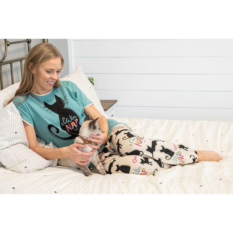 LazyOne Pajamas for Women, Cute Pajama Pants and Top Separates, Cat Nap,  X-large