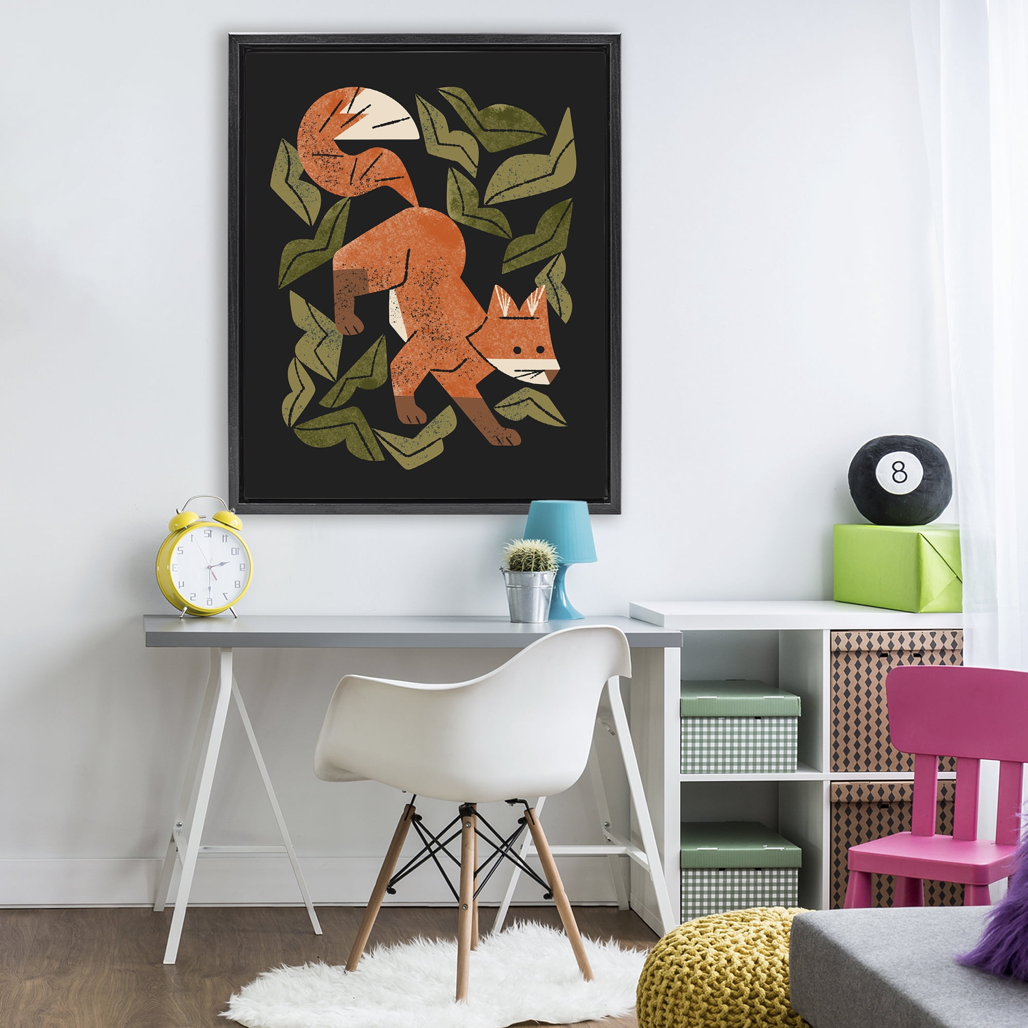 Stupell Industries Fox In The Brush Black Framed Floater Canvas Wall Art, design by Renea L. Thull