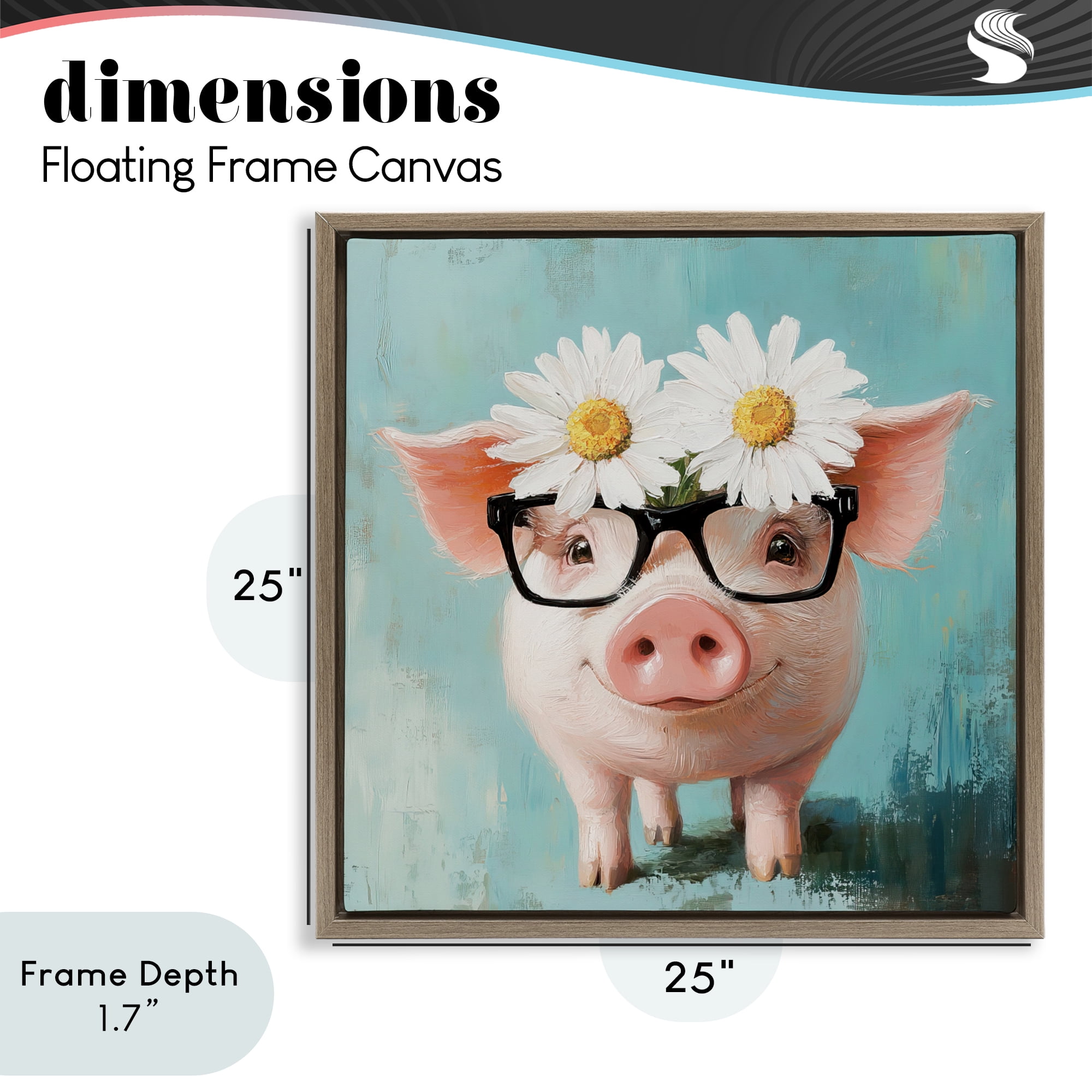 Stupell Industries Nerdy Natalie Piglet Brown Framed Floater Canvas Wall Art, design by Tina LeCour