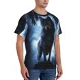 thumbnail image 2 of Bixox Men's Night Scene of Wolves Printed Short Sleeve Skinny Athletic T-Shirt, 2 of 6