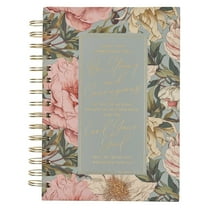 Christian Art Gifts Inspirational Journal, Be Strong and Courageous Wide Ruled Notebook, Josh. 1:9 Bible Verse, Gray Pastel Florals, 192 Lined Pages w/scripture, (8.4” x 6.4” x 1”)