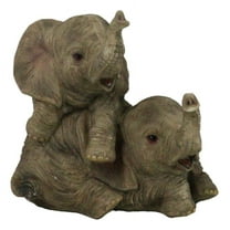 Jungle Frolic Safari Savanna Elephant Baby Calves Playing Together Figurine