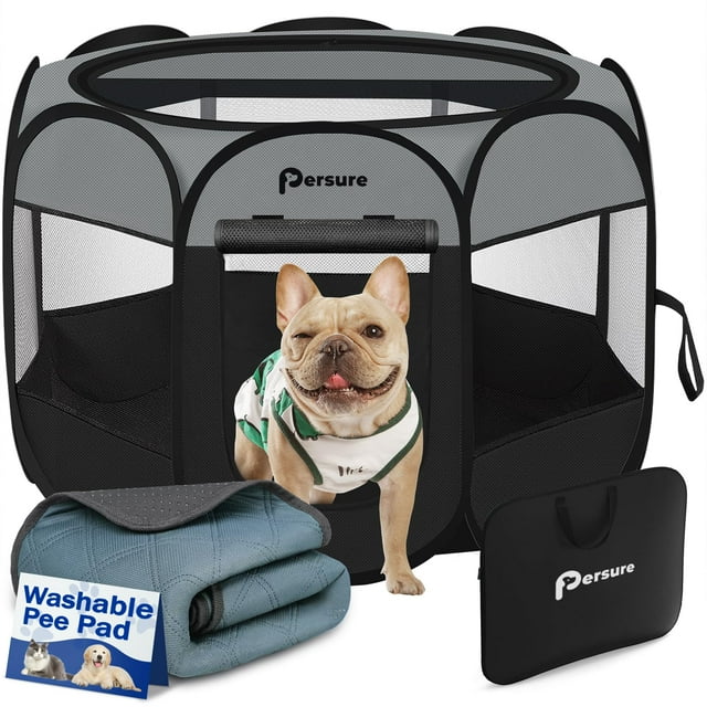 Corral para Mascotas Persure Interior/Exterior para Perro Gato Gris Oscuro