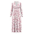 thumbnail image 5 of FKELYI Long Sleeve Maxi Dress for Women V-Neck Soft Casual Dress Pink Cow Print Flowy A-Line Dresses with Side Pockets for Party Wedding, M, 5 of 6