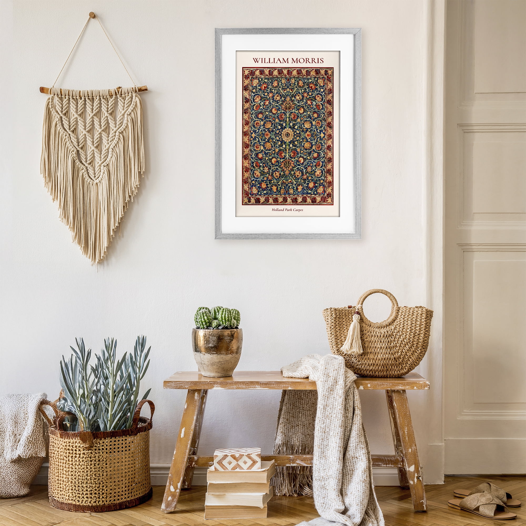 Stupell Industries Holland Park William Morris Design Gray Framed Print Under Glass, design by Vintage Hustle