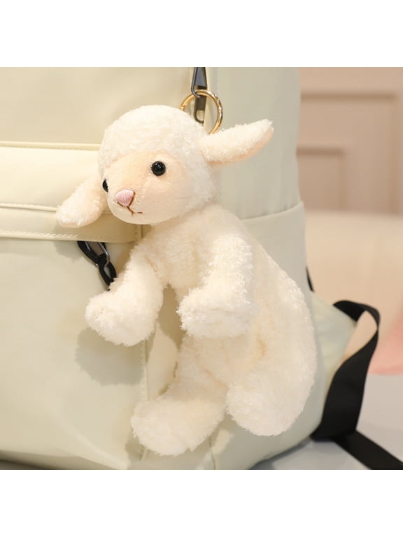Free Express 7.87 Inch Curly Lamb Easter Plush Keychain With Gold Metal Ring Soft Fuzzy Texture Ideal For Bags Keys And Easter Decor Perfect For Spring Celebrations