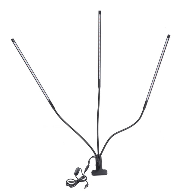 Luz LED de cultivo, barra de lámpara para plantas de 3 cabezas, sincronización de 3/9/12H, espectro completo, función de temporizador de atenuación de cinco palancas, 30W