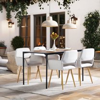 Homy Casa Modern Stool Set of 2 with Armrests Reception Area, Beige