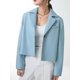 thumbnail image 2 of Chaqueta de cuero genuino recortada para mujer, tendencia primavera otoño 2024, abrigo de piel de oveja natural con cuello con muescas y un solo botón para motocicleta, 2 of 4